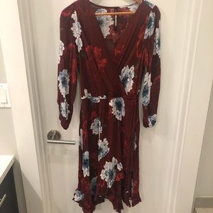 Plenty by Tracy Reese Maroon Floral Dress, S
